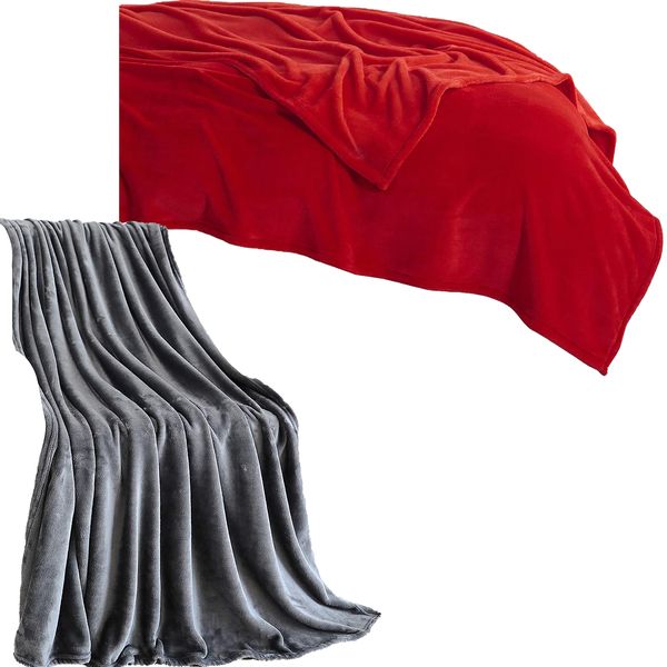 Silky,Soft,Warm Flannel Blanket,2 Pieces Value Pack. Multiple colour.