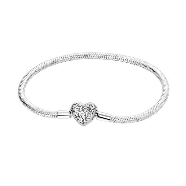 Stuff Box Heart Charm Snake Chain Bangle - 18cm