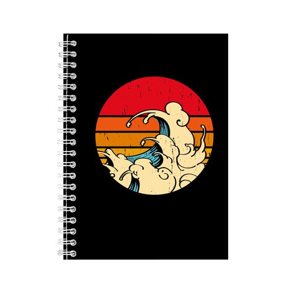Wave A5 Notebook Spiral and Lined Trendy Surfing Graphic Notepad Present095