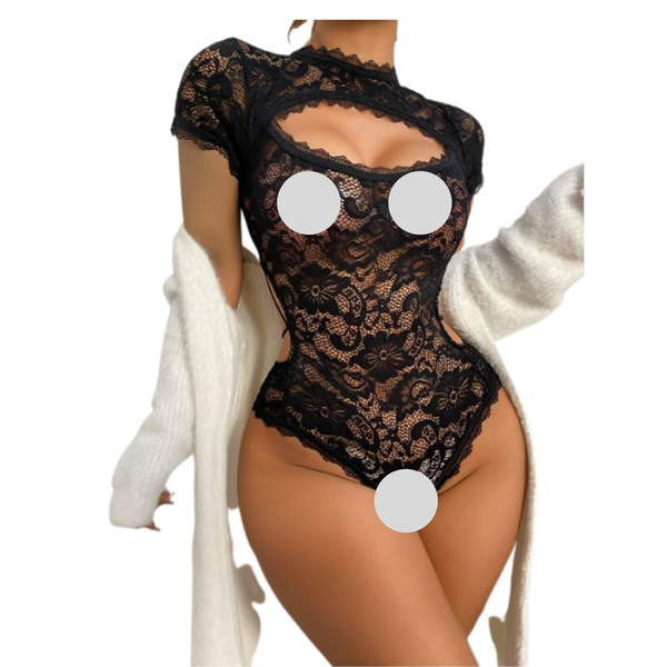Edendiva's Floral Lace Backless Teddy Bodysuit