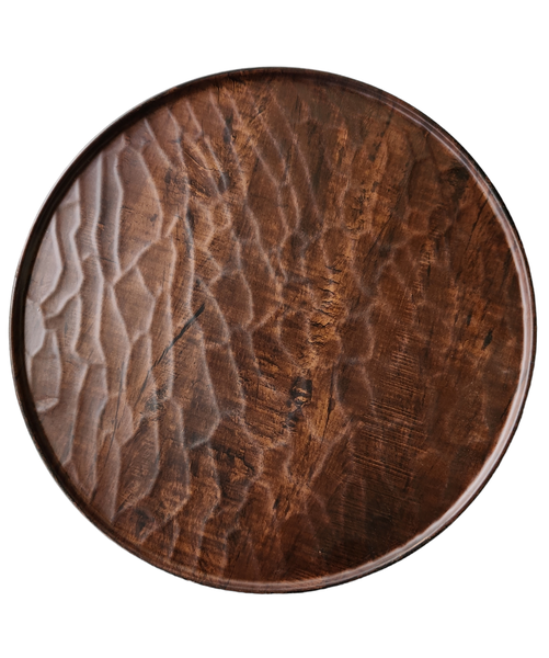 Pizza Plate Melamine 35cm Wavy Hybrid Wooden Chest Nut-Crockerycentre