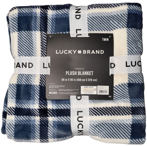 Twin Plush Blanket 168cm - Blue and White