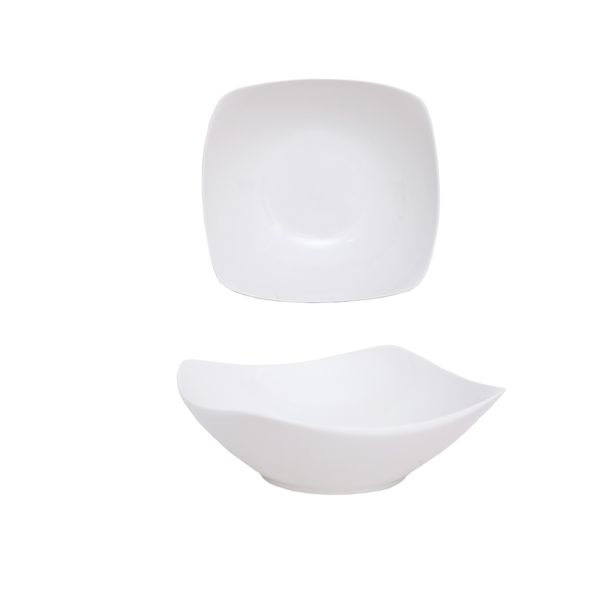 White Square Household Salad Bowl Fruit Plate Ceramic Tableware-set of 4