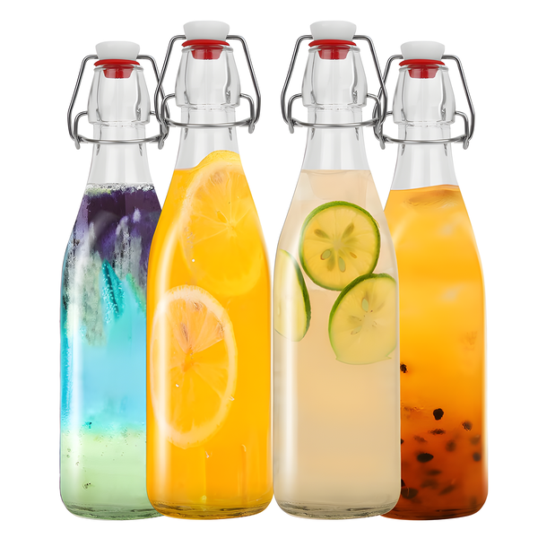 4 PK Swing Top Glass Bottles Glass Beer Vinegar Water Bottles 1000ML 500ML