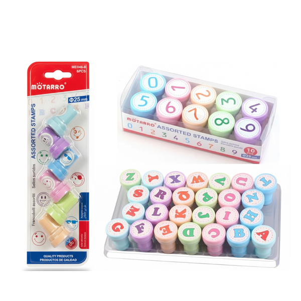 Motarro Stamp Set - 6 Smiley Face Stamps, 26 Alphabet Stamps &amp; Number Stamp