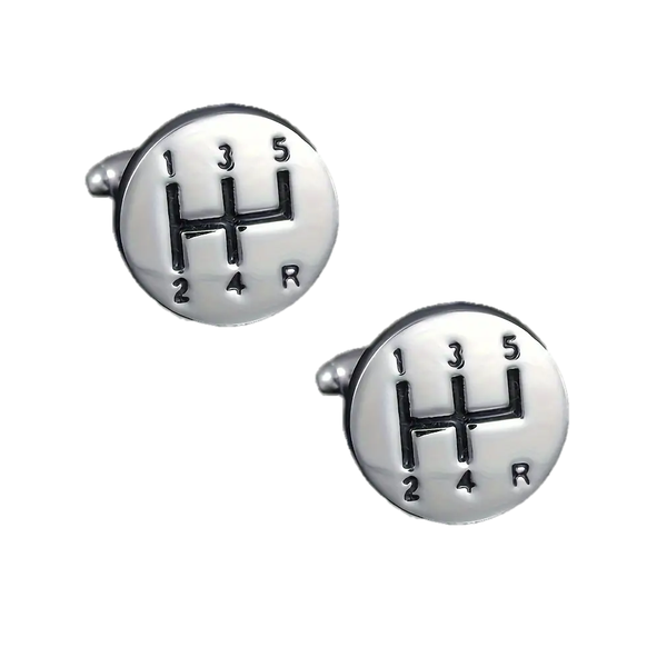 Gear Shifter Cufflink Set for Motoring Enthusiasts