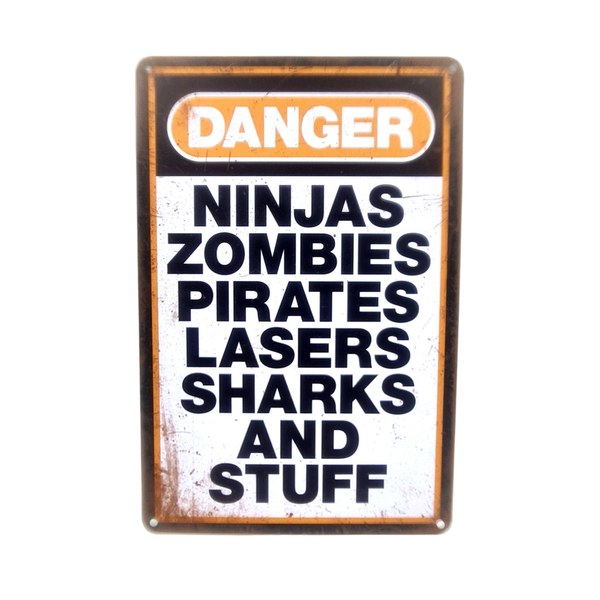 Danger Ninjas and Stuff Vintage Style Metal Bar Sign For Bar Pub Wall Decor