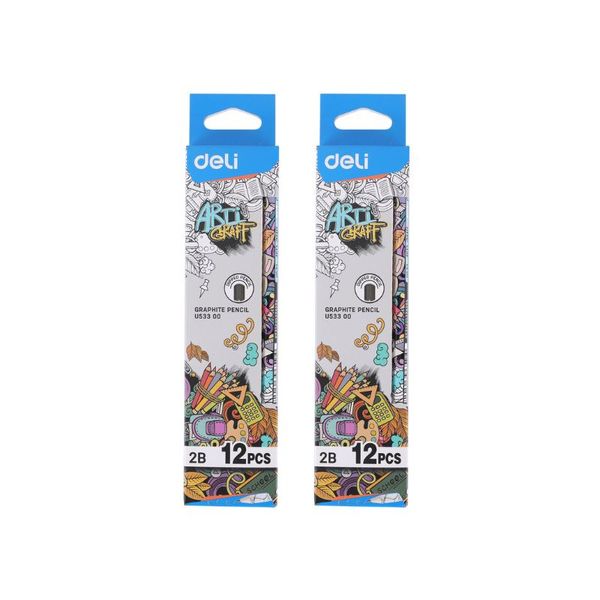 Deli Graphite Pencil 2B Dipped Head - Box of 24