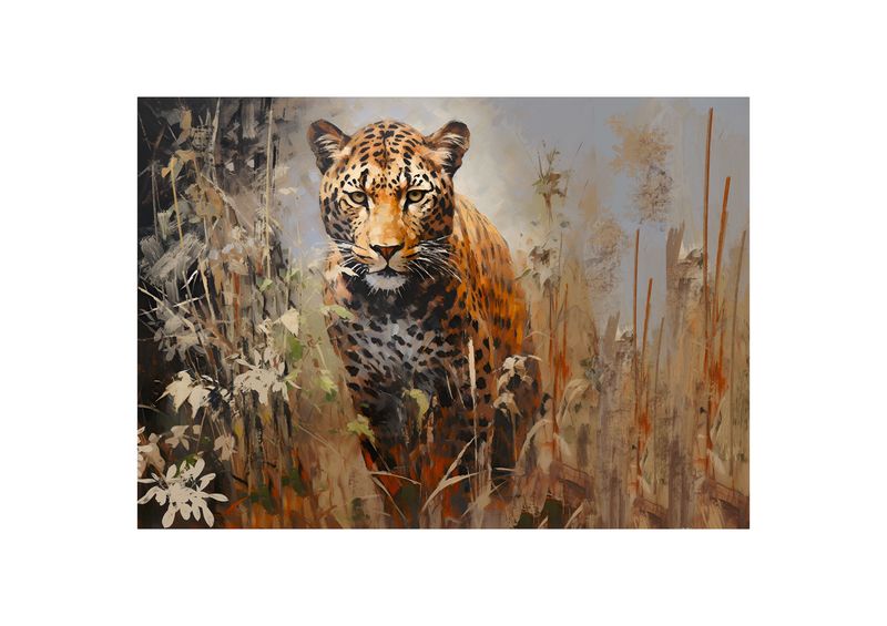 Big 5 Art - Framed Canvas Prints - Wall Art Shy Leopard