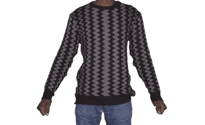 Men's Knitted Jersey/Sweater - Grey/Black