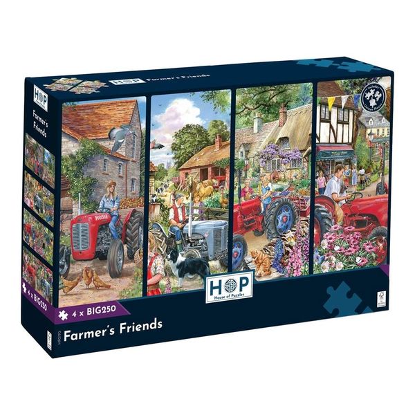 House of Puzzles - Farmer's Friends - 4 x XL Pieces - 250 Piece Puzzles