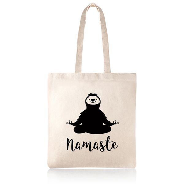 Namaste Sloth Cotton Shopper Tote Bag