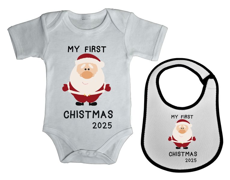 Christmas - My First Christmas Santa Baby Grow and Bib Combo