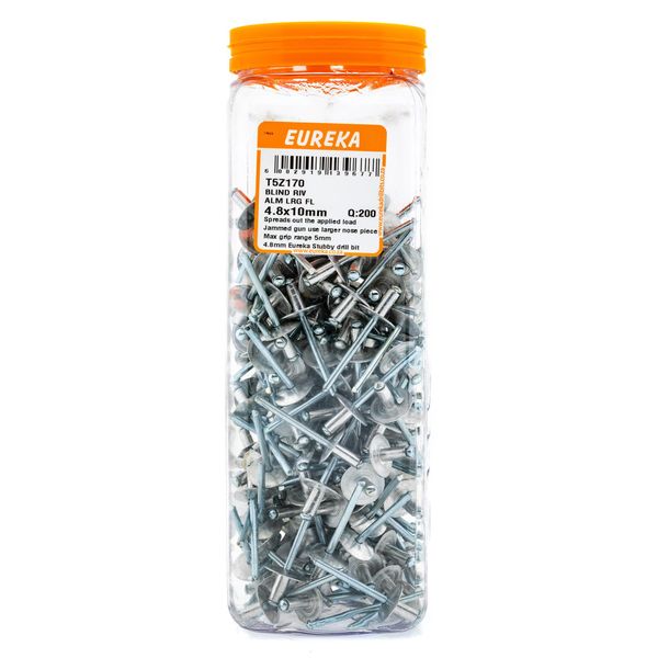 EUREKA Blind Rivet Aluminium Large Flange 4.8 x 10mm Q:200 T5Z170