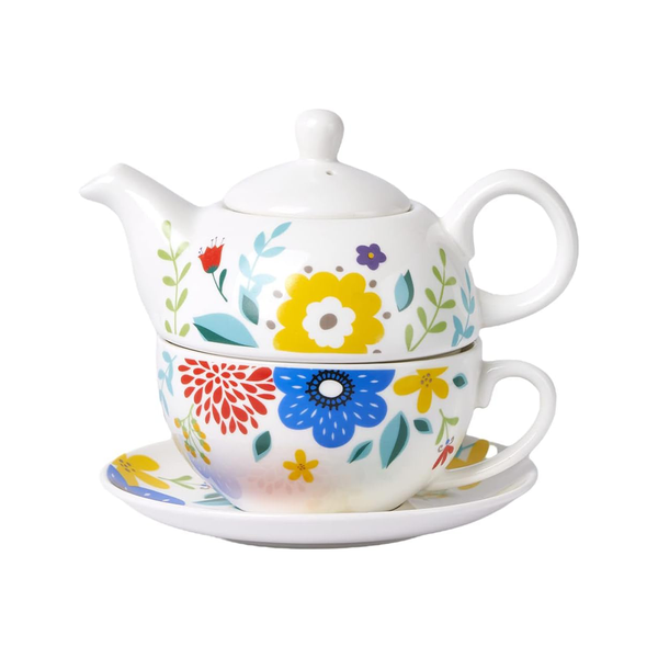 Valentine Gift Set - 480mL Tea &amp; Coffee Set Large Capacity Flower Teapot