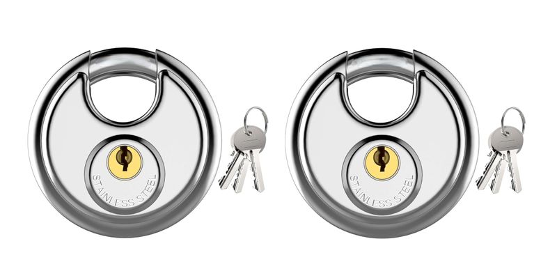 High Quality 2 PCS Heavy Duty Stainless Steel Round Padlock With 2Keys 70mm