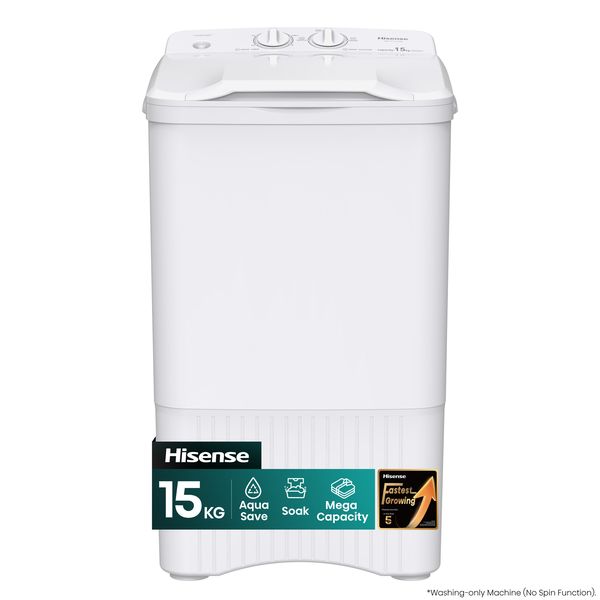 Hisense 15kg Single Tub Washing Machine - Wash Only (No Spin Function)