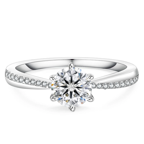 Colton James Premium 1.0ct Moissanite Engagement Ring - Round Cut Pav Band
