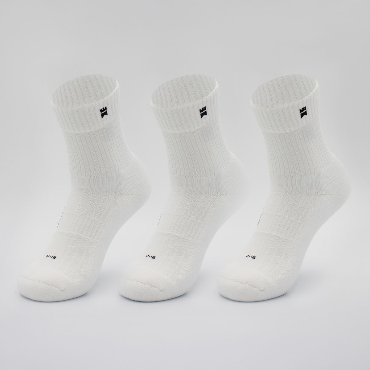 Gilnokie Trainer Socks - White Ribbed - 3 Pack
