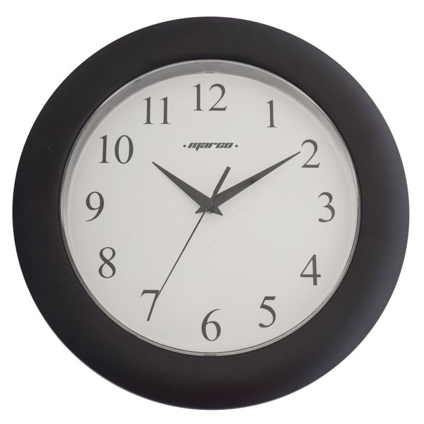 Marco 25cm Black Rim Wall Clock with Duracell Battery