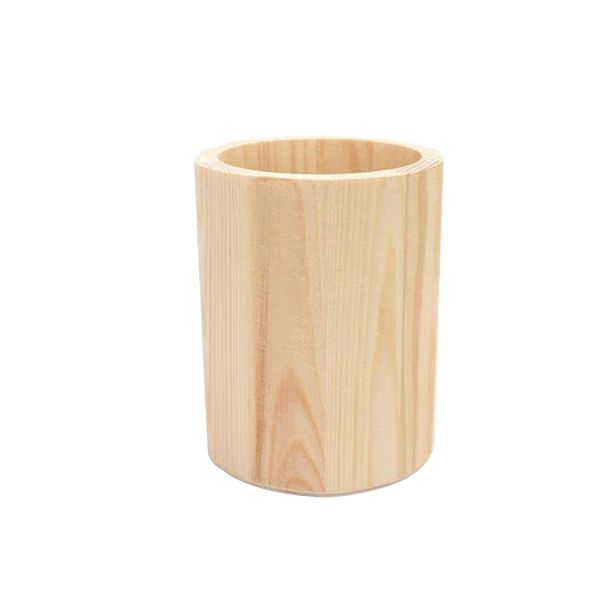 Pine Round Wooden Pen Holder 8x8x10cm