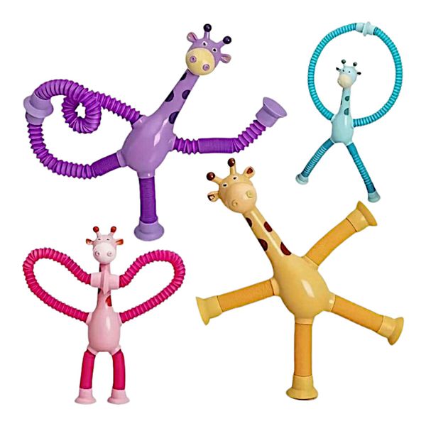 4 Piece Extendable Toy Girraffe Set - Multicolors