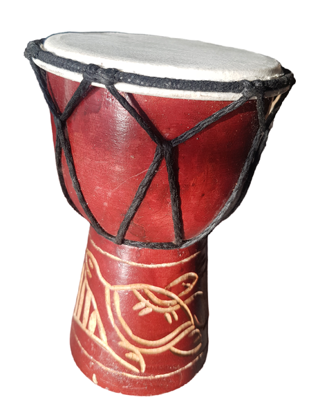 Ornament Mini Djembe Hand/Finger Drum Engraved Turtle - 15cm x 10xm
