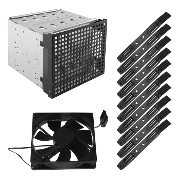 DIY Hard Drive Disk Cage Rack 5.25 Inch to 5X 3.5Inch with 12cm Fan