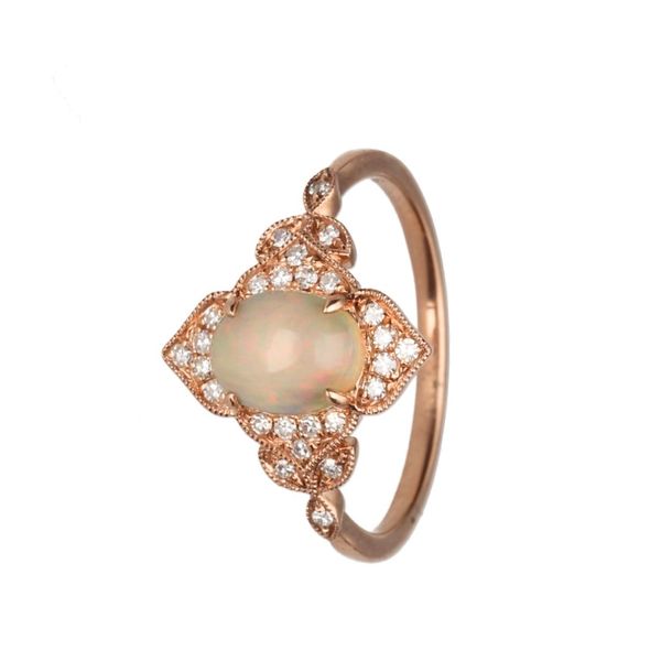9k Rose Gold Diamond Opal Ring