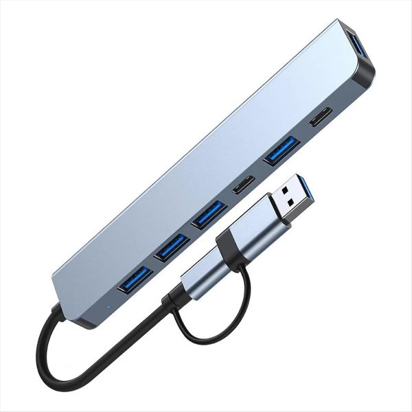 Usb C Hub Splitter 7 in 1 Usb Extender with 4 Usb Port 2 Usb C Port