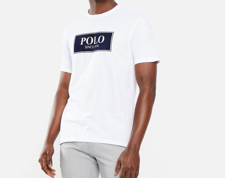 Polo - Mens Ss Flock Logo Crew Neck Mens White T image