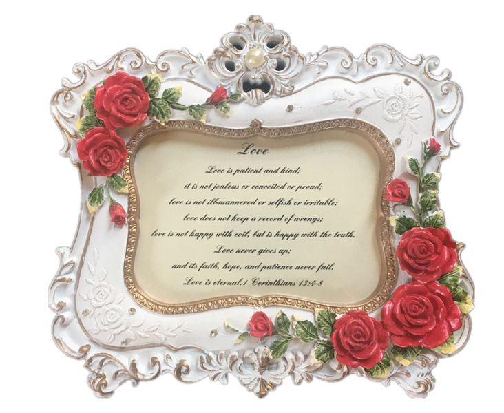 Resin Rose Ornament Decorative Craftwork With Scripture 002