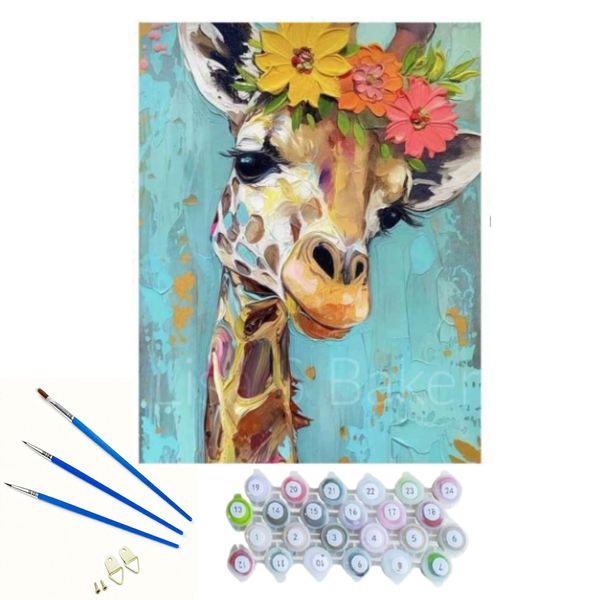 DIY Number Painting Kit, Unframed - Art with Ease! Peek-a-boo Giraffe