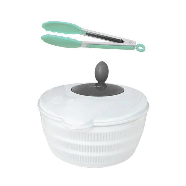 Multifunctional 3 Piece Salad Spinner with Silicone Tongs