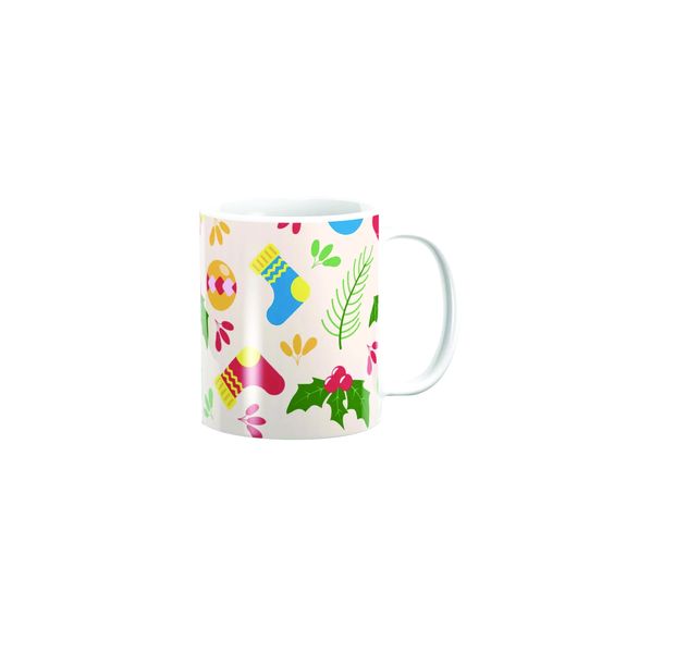PepperSt Mug - Christmas Pattern Colorful Socks Floral Bauble