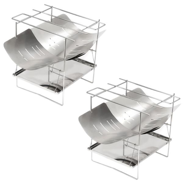 Camping Fire-Burning Bench Braai Ultra-Light Stainless Steel set of 2