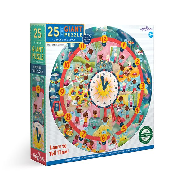 eeBoo - Around the Clock - Giant Floor Puzzle for Kids: 25 Pieces
