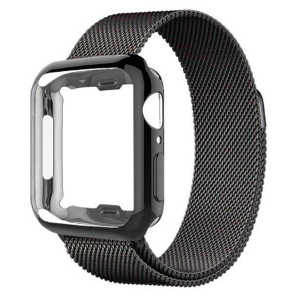 Stainless Steel Braided Apple Watch Strap With Face Cover - Rose Gold