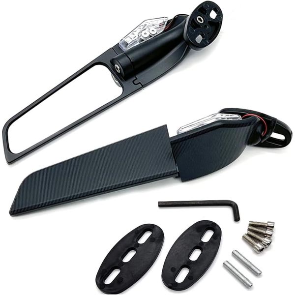 Motorcycle Rearview Mirrors Wind Wing Mirror with Led Turn Signal Lights