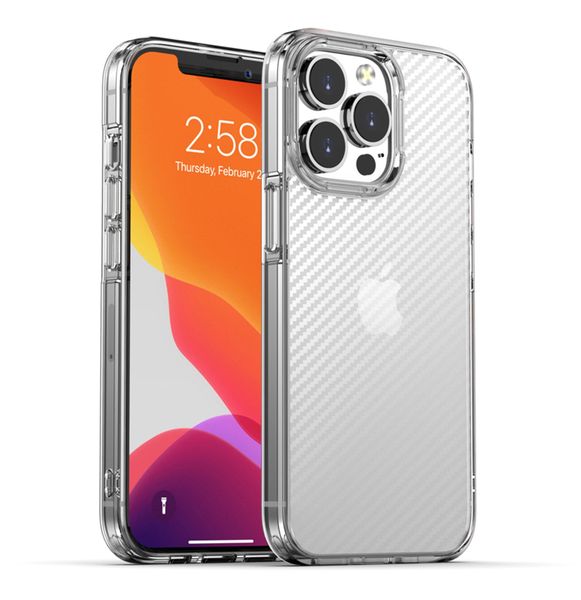 Carbon Crystal Case &amp; Tempered Glass for iPhone 13 Pro Max - Transparent
