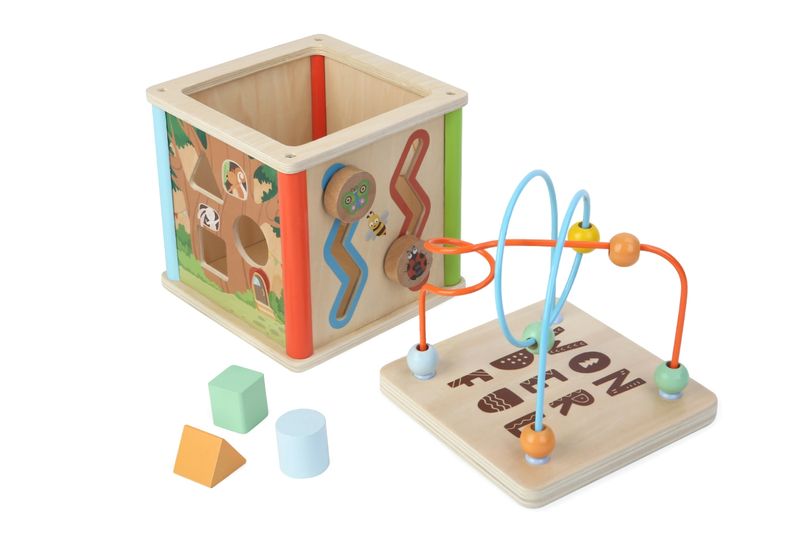 Edufun Wooden 5 side Game Activity Cube Toy for Babies and Toddlers