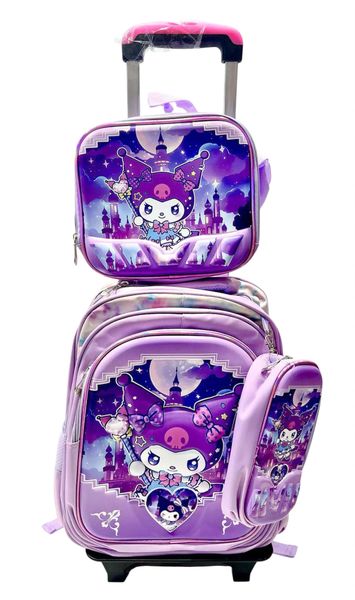 3D Cartoon Trolley School Backpack Set -3Piece