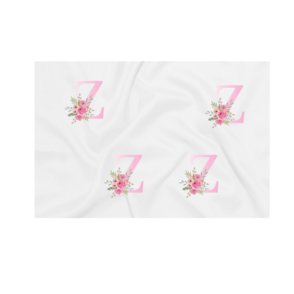 Baby Blanket - Pink Flowers - Letter Z