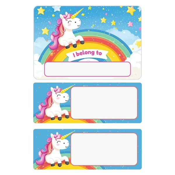 Labels for a 2 liter ice cream container with a unicorn theme