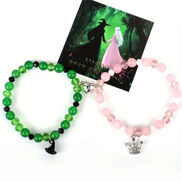 Wicked Magnetic Friendship Bracelet Set - Green &amp; Pink