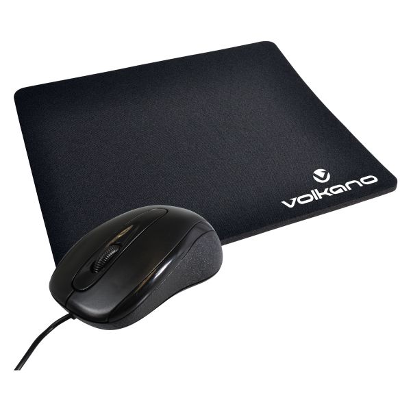 Volkano Slick Series Wired USB Mouse with Mousepad Combo