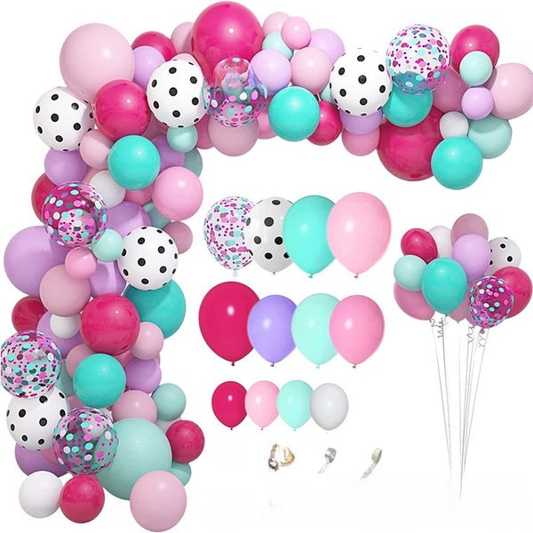 Pink, Turquoise and Polka Dots Balloon Garland/Arch