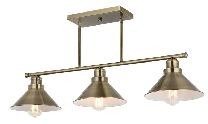 Antique Brass Finish Three-Light Island Pendant - PEN844