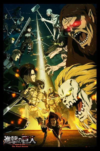Attack On Titan (Paradis Vs Marley) Poster with Black Frame