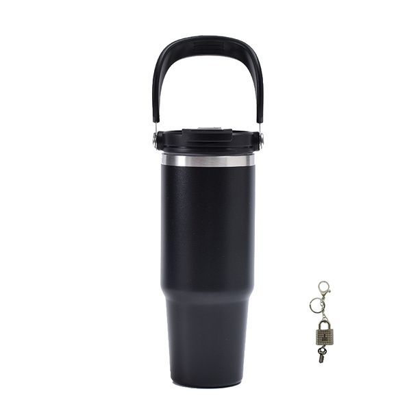 900ML Tumbler Stainless Steel Vacuum Mug Cup , Lid With Carry Handle and Straw